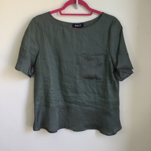 DKNY Linen Green Blouse